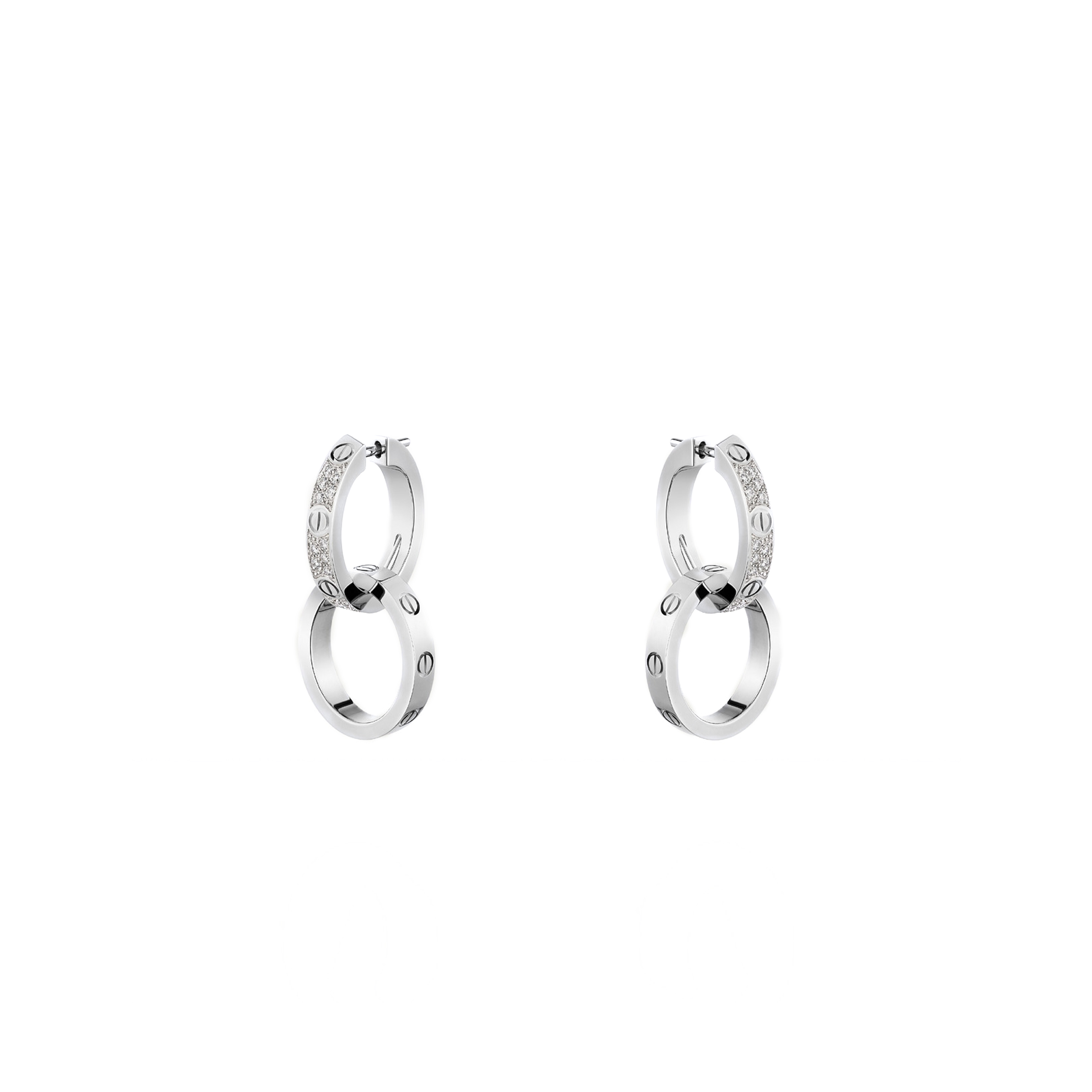 CARTIER LOVE WHITE GOLD EARRINGS, TRANSFORMABLE, SEMI-PAVED N8515242